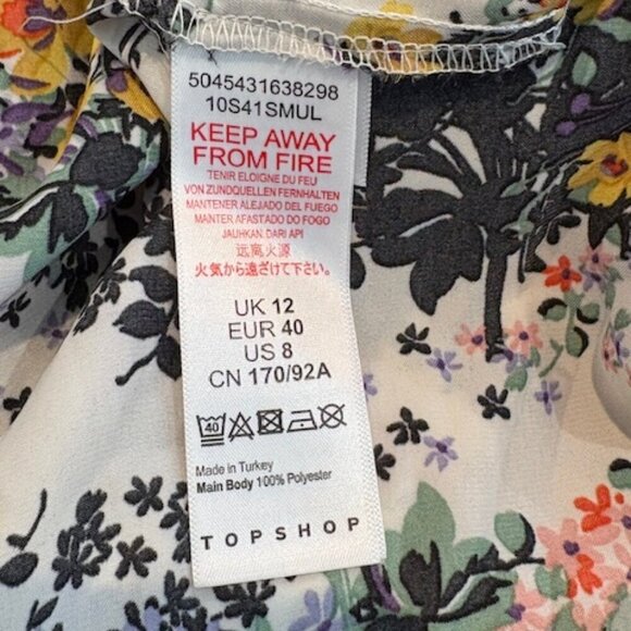 TOPSHOP White Floral Long Sleeve Maxi Dress with Deep-V in the Back – Size 8 - Picture 8 of 9